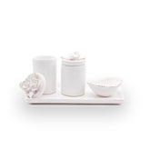 Kit Higiene Flores Branco Provençal 4 pçs